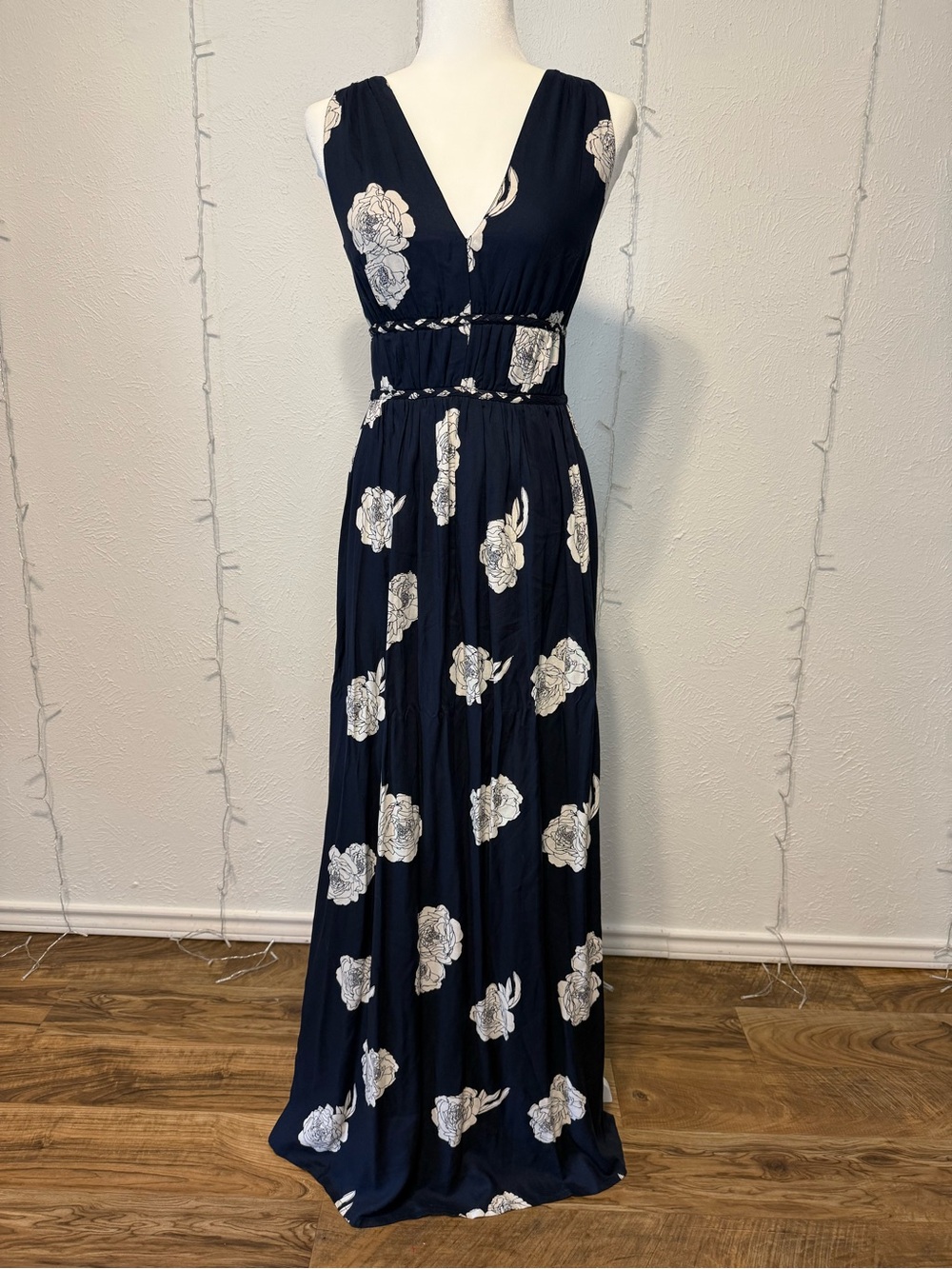 Japna Navy Maxi Dress with Floral Print - Picture 2 of 8